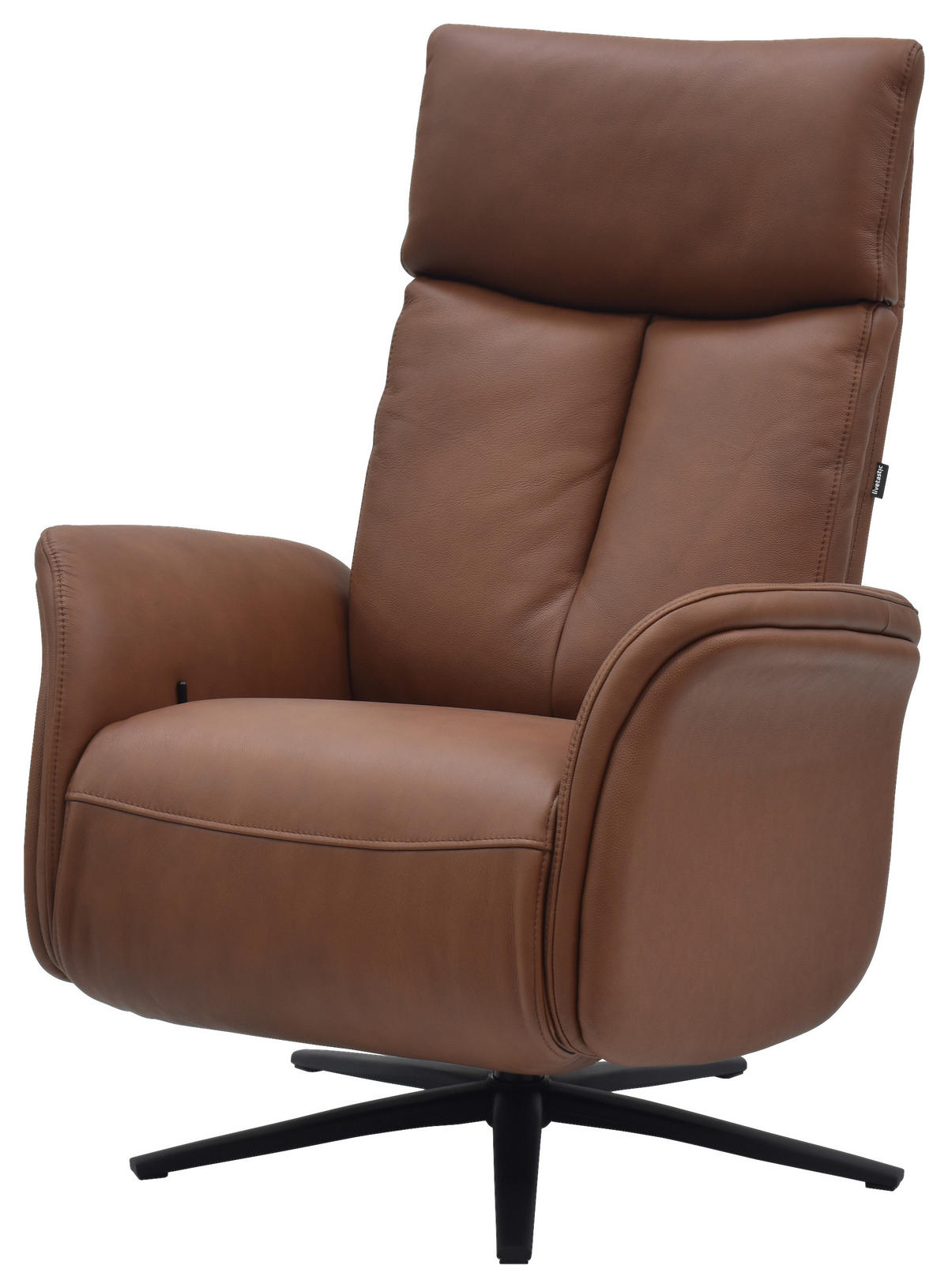 RELAXSESSEL Lederlook Echtleder    - Cognac/Schwarz, Design, Leder/Holz (75/109/84/148/84cm) - Livetastic