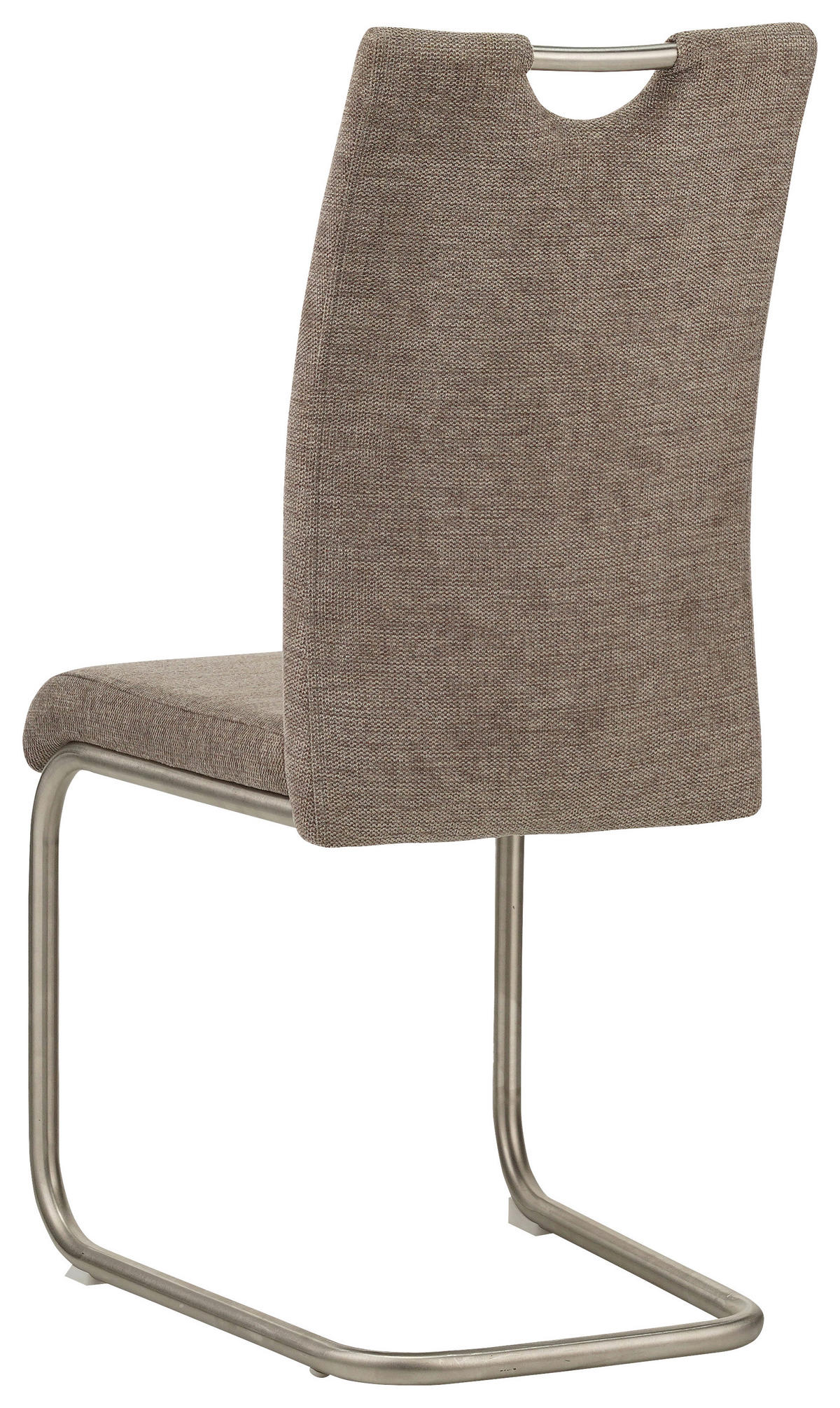 NIHAJNI STOL, kovina, tekstil rjava, barve nerjavečega jekla  - barve nerjavečega jekla/rjava, Design, kovina/tekstil (44/98,5/57,5cm) - Xora