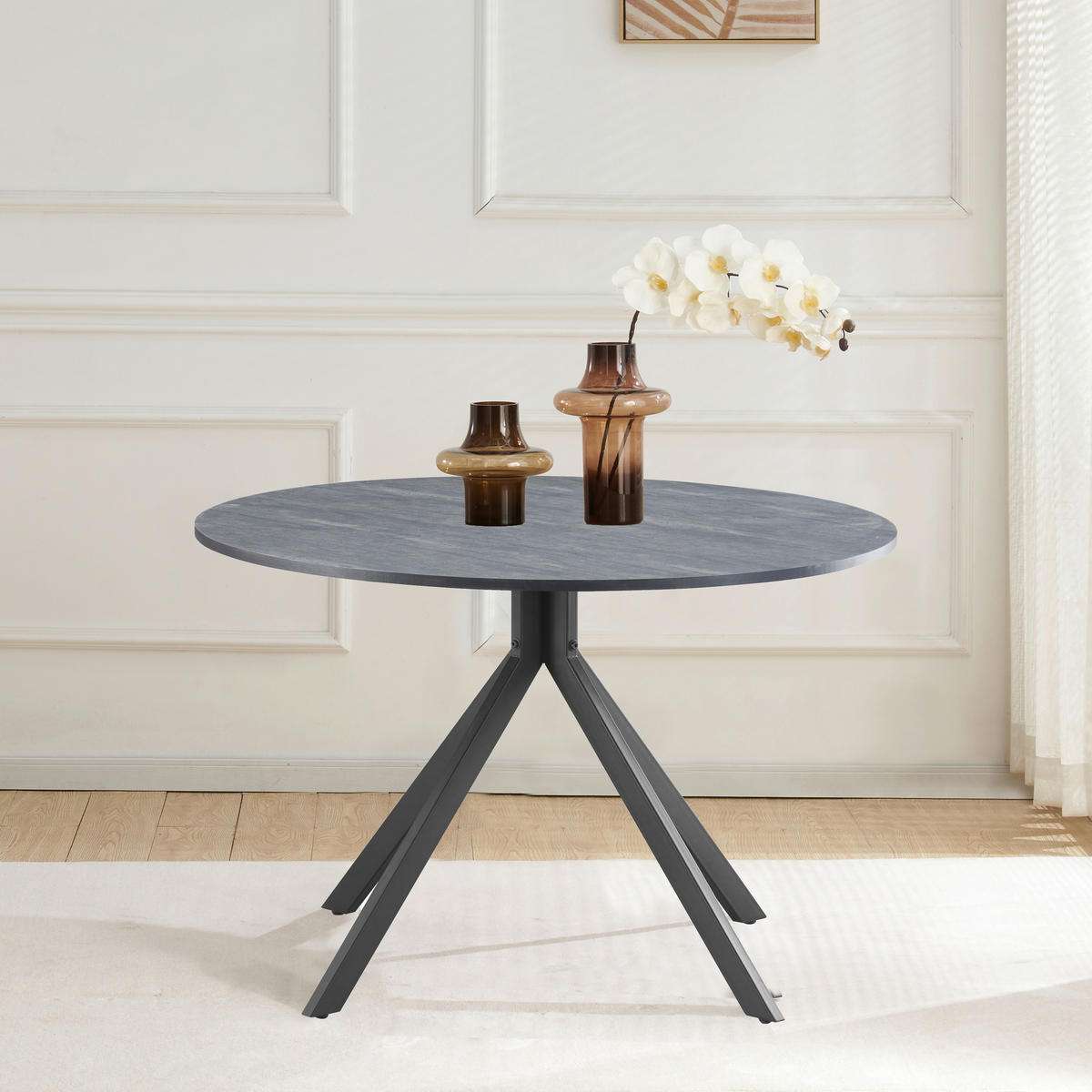 ESSTISCH in Metall, Holzwerkstoff  - Schwarz/Grau, KONVENTIONELL, Holzwerkstoff/Metall (110/76/110cm) - MID.YOU