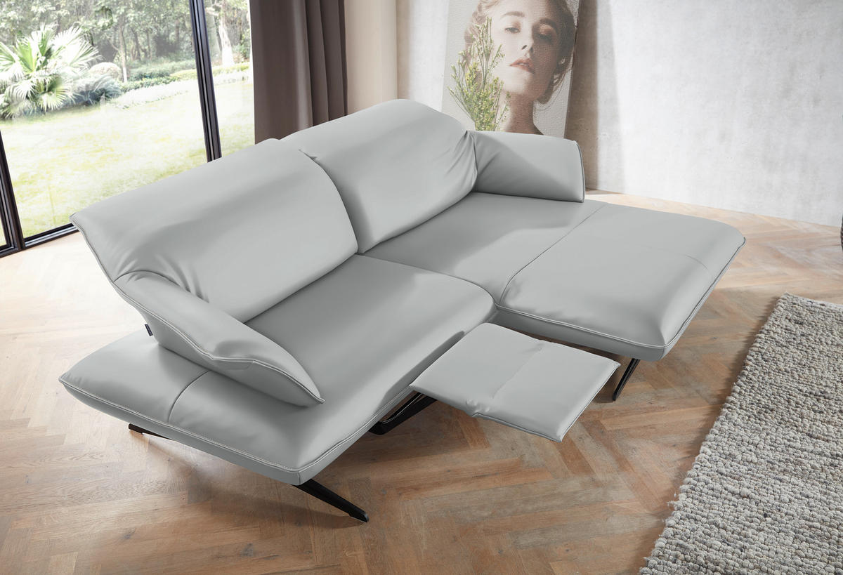 ECKSOFA in Echtleder Hellgrau  252/169 cm  - Beige/Hellgrau, Design, Leder/Metall (252/169cm) - Koinor