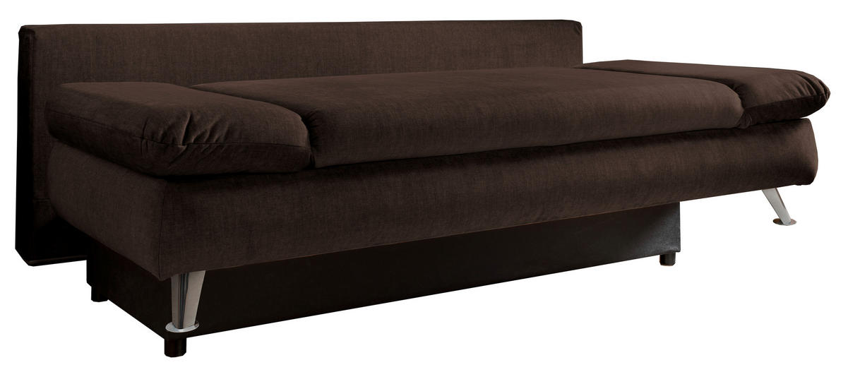 SCHLAFSOFA in Webstoff Dunkelbraun  - Chromfarben/Dunkelbraun, Modern, Textil/Metall (208/86/95cm) - Livetastic