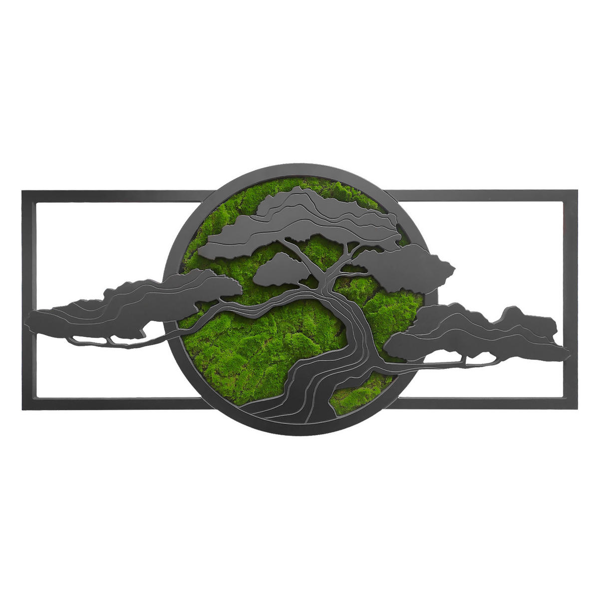 MOOSBILD  - Dunkelgrün/Schwarz, Basics, Holz/Kunststoff (100/50cm)