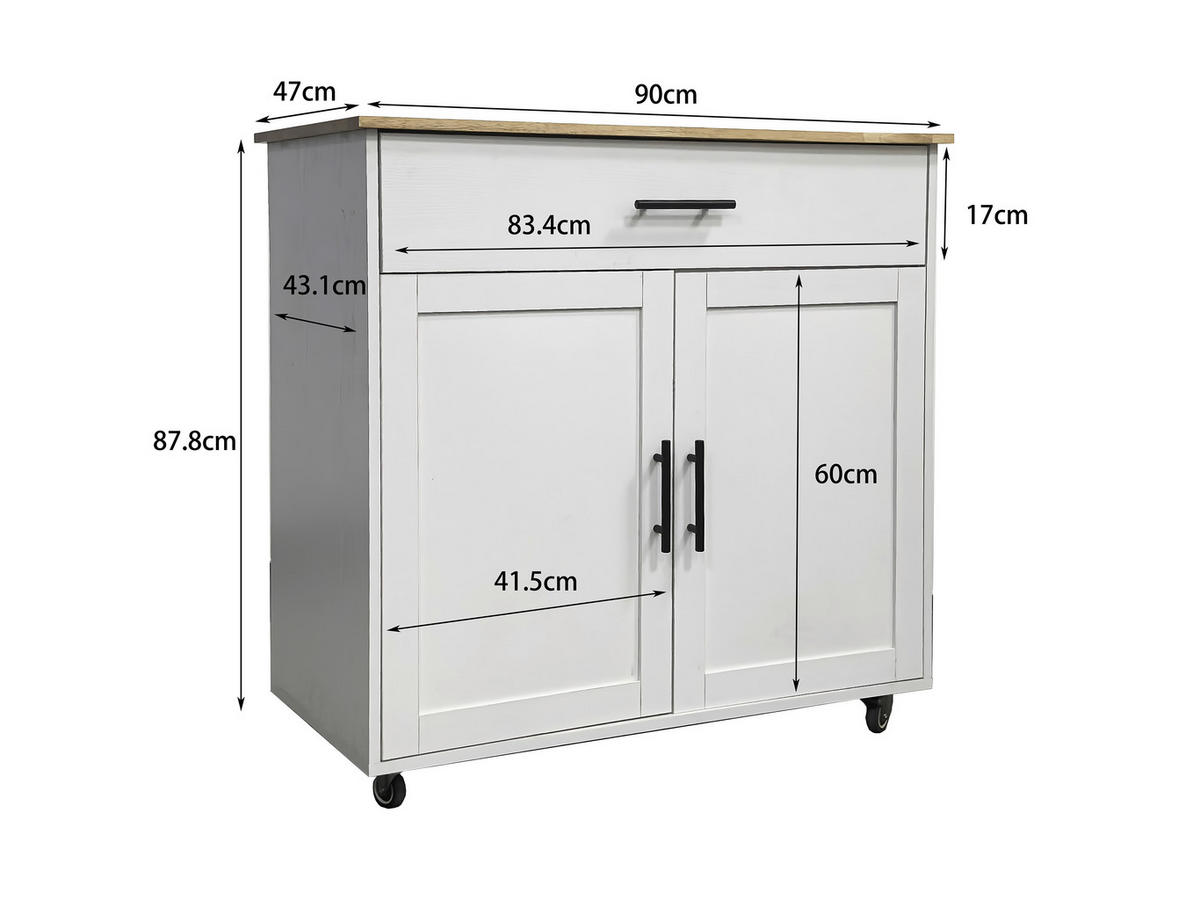 SERVIERWAGEN in Weiß  - Schwarz/Weiß, Basics, Holz/Holzwerkstoff (90/88/47cm) - MID.YOU