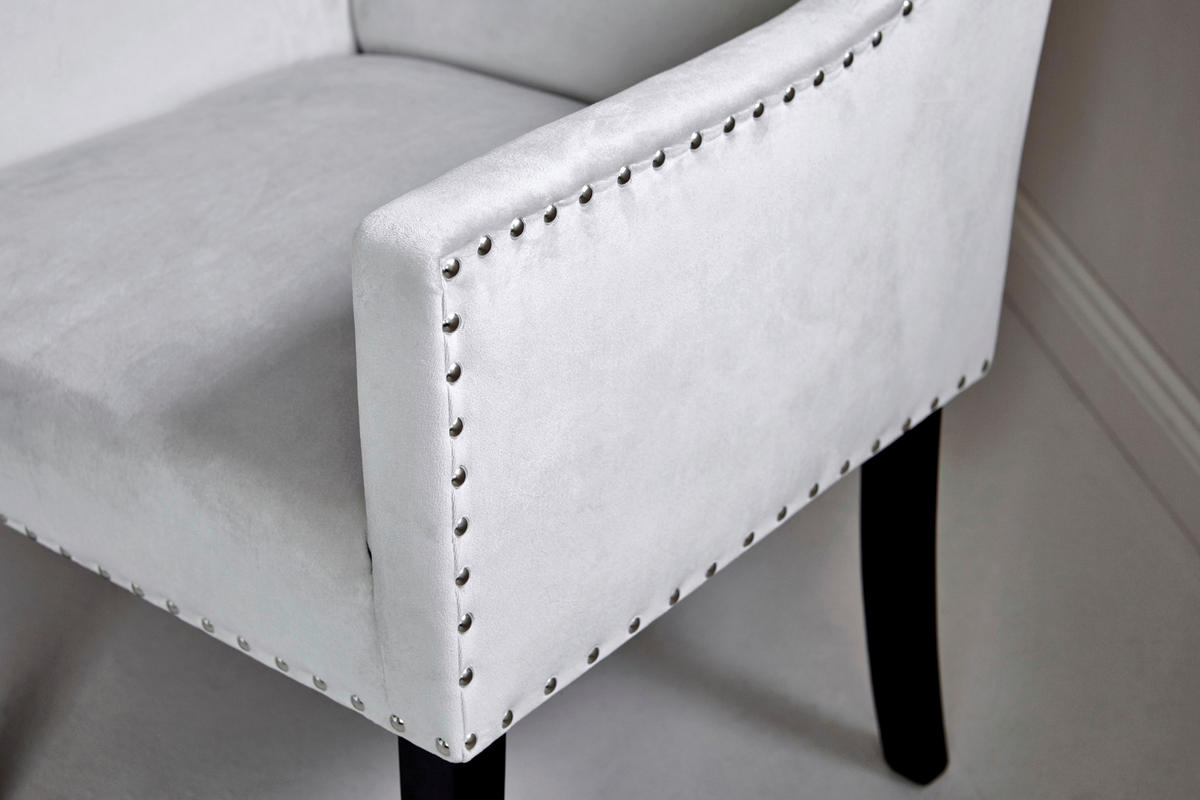 ARMLEHNSTUHL  in Samt  - Silberfarben/Schwarz, Modern, Holz/Textil (58/62,5/88cm) - Livetastic