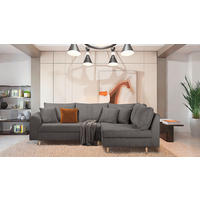 ECKSOFA Ariella in Cord Dunkelgrau  231/161 cm  - Dunkelgrau/Naturfarben, Design, Holz/Textil (231/161cm) - Livetastic