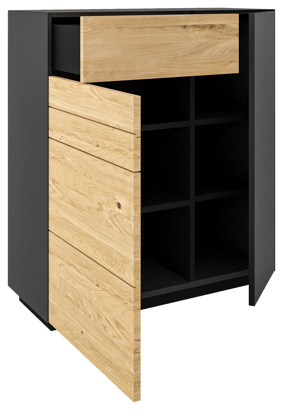 SCHUHSCHRANK Wildeiche massiv Anthrazit, Wildeiche  - Wildeiche/Anthrazit, Natur, Holz/Holzwerkstoff (90/103/36cm) - Dieter Knoll