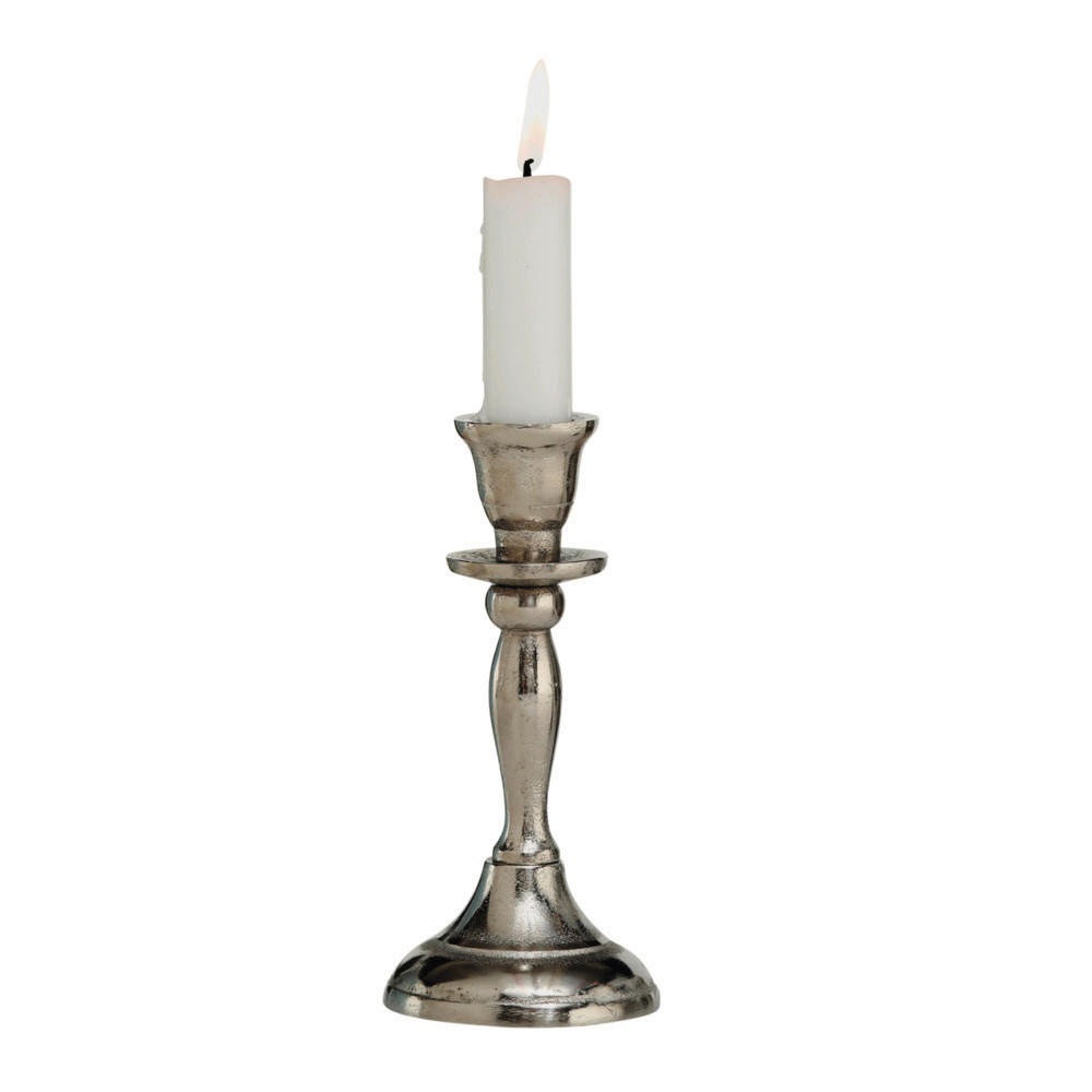 GYERTYATARTÓ - ezüst, Basics, fém (14cm)