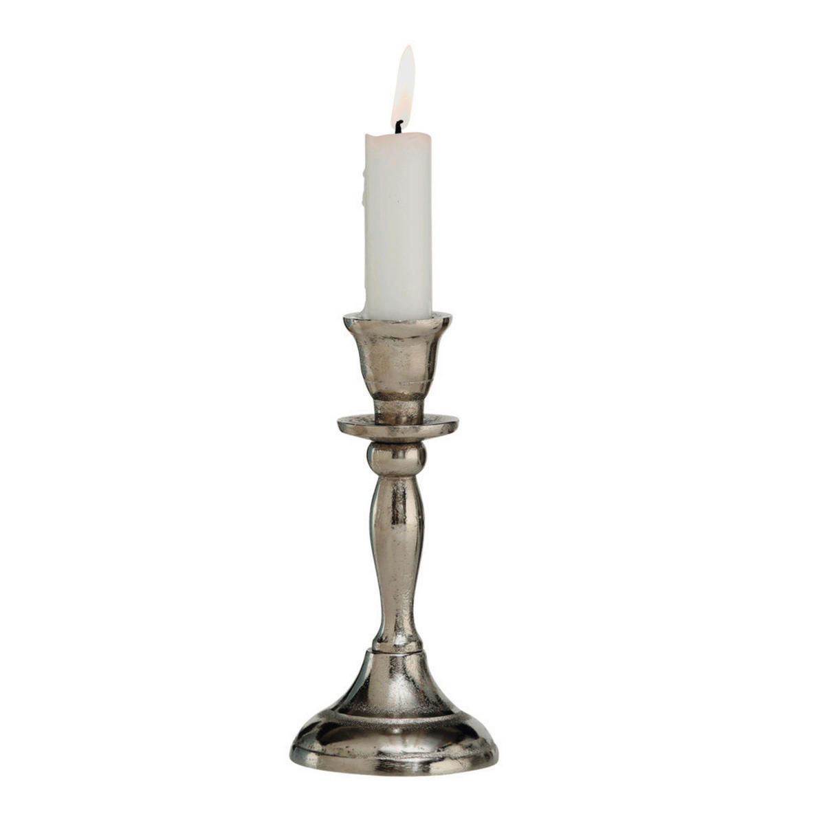 GYERTYATARTÓ - ezüst, Basics, fém (14cm)