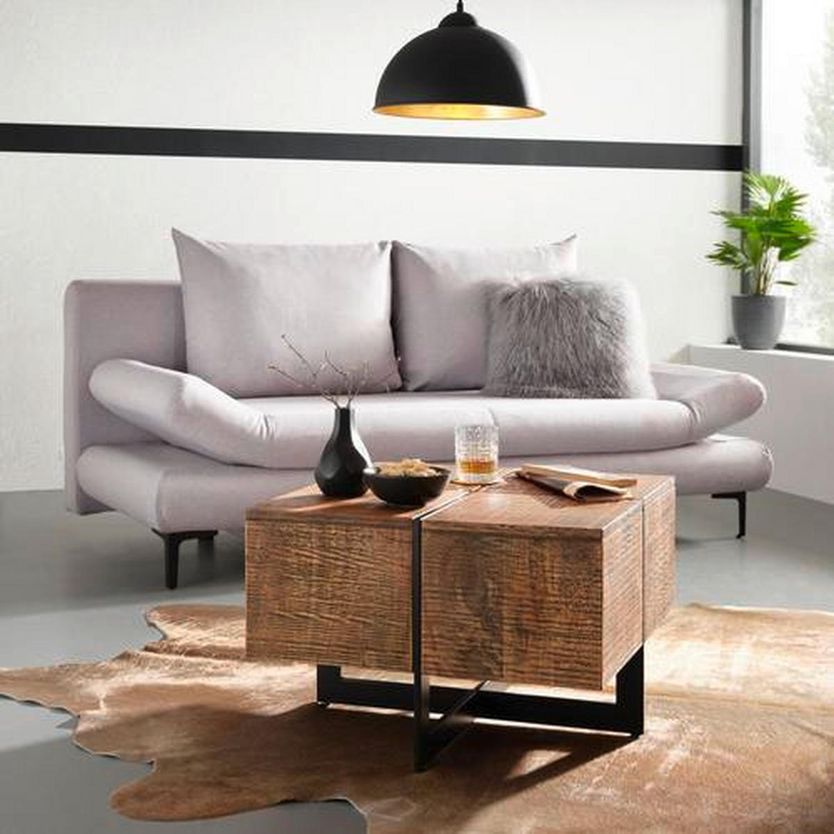 BÄDDSOFFA i flatväv ljusgrå  - ljusgrå/svart, Modern, textil (191/42-76/86cm) - MID.YOU