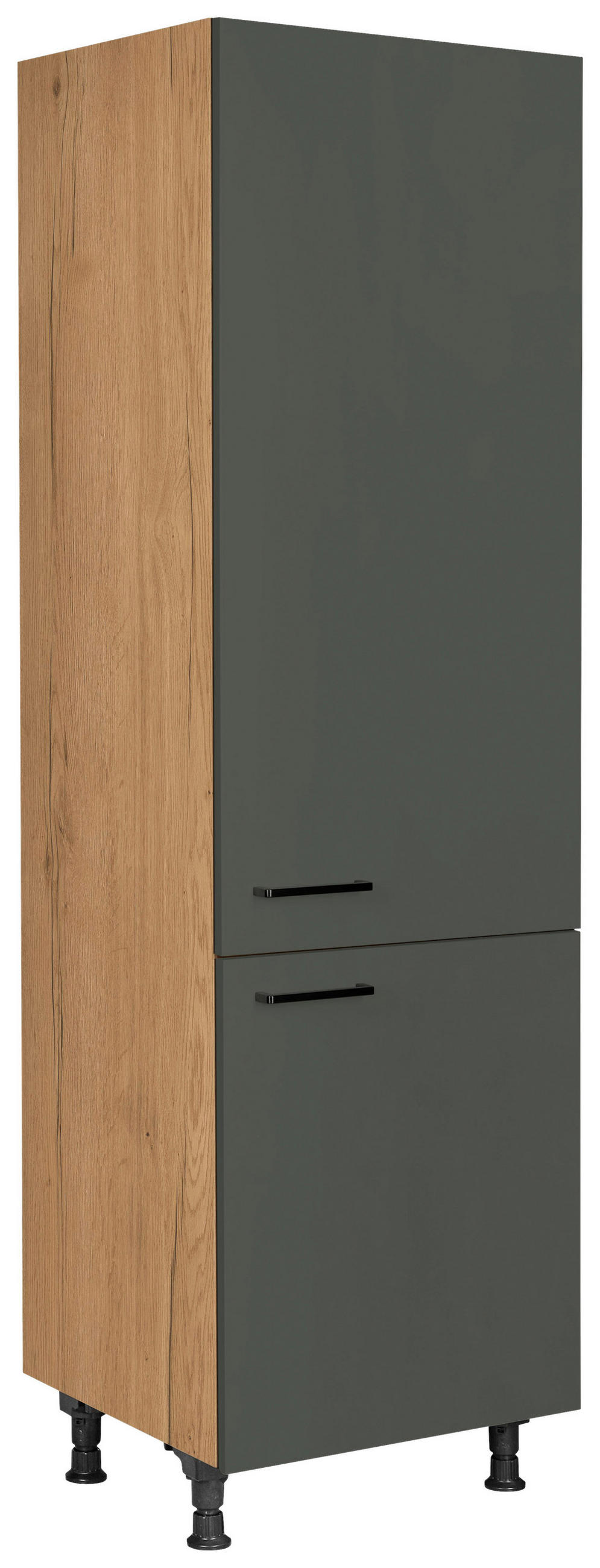GERÄTEUMBAUSCHRANK 60/216,6/58 cm  in Grün, Eichefarben  - Eichefarben/Schwarz, MODERN, Holzwerkstoff/Metall (60/216,6/58cm) - Nobilia
