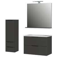 BADEZIMMER 4-teilig  in 132 cm  - Schwarz/Graphitfarben, MODERN, Holzwerkstoff/Stein (132cm) - Germania