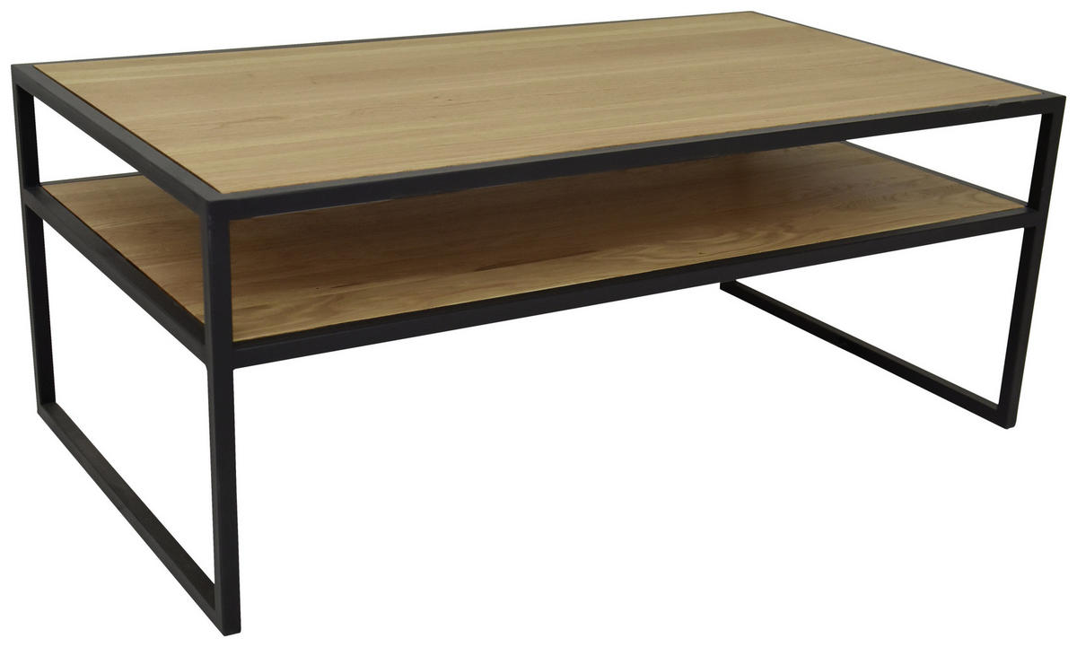 COUCHTISCH Wildeiche massiv 100/50/40 cm rechteckig Schwarz, Wildeiche  - Wildeiche/Schwarz, Trend, Holz/Metall (100/50/40cm) - Boxxx