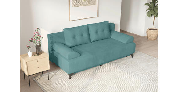 SCHLAFSOFA  in Velours Türkis  - Türkis/Schwarz, KONVENTIONELL, Textil/Metall (200/98/90cm) - Carryhome