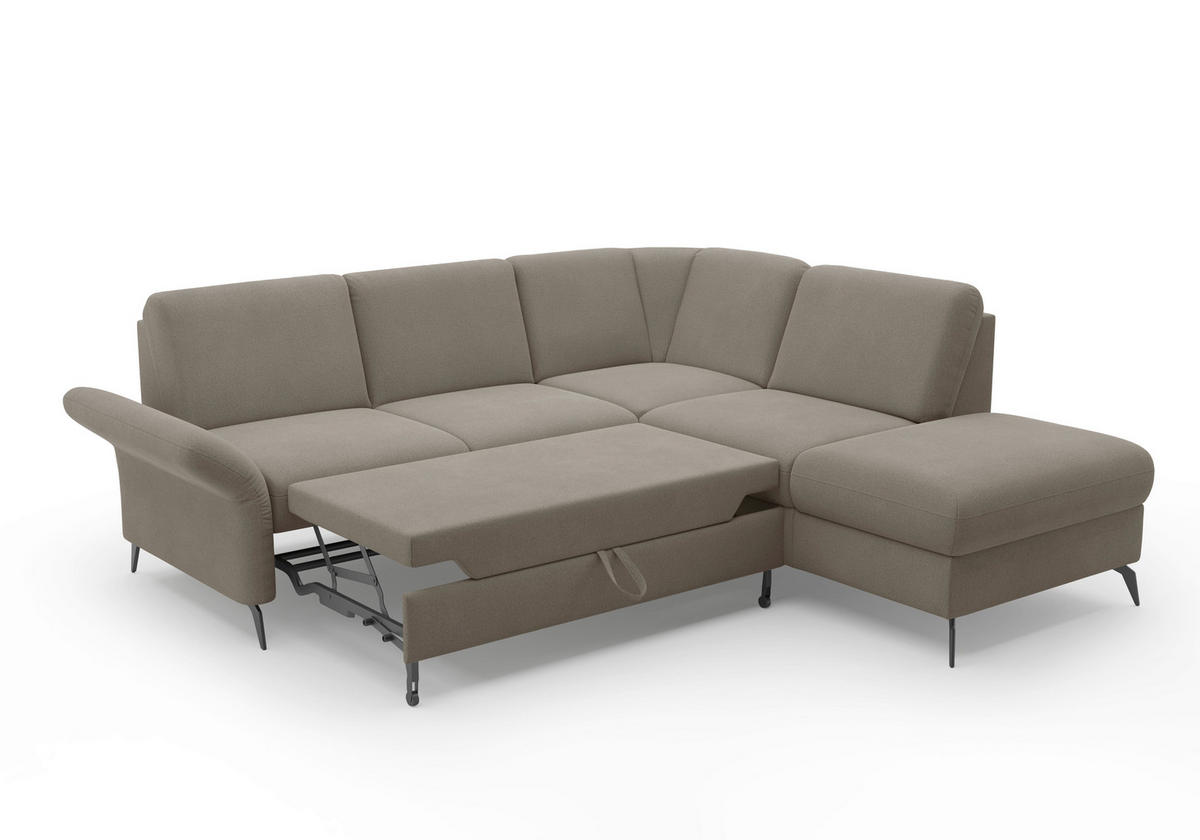 ECKSOFA ROCHELLE E Schlammfarben Flachgewebe  - Schlammfarben/Schwarz, KONVENTIONELL, Textil/Metall (240/216cm) - Sit & More