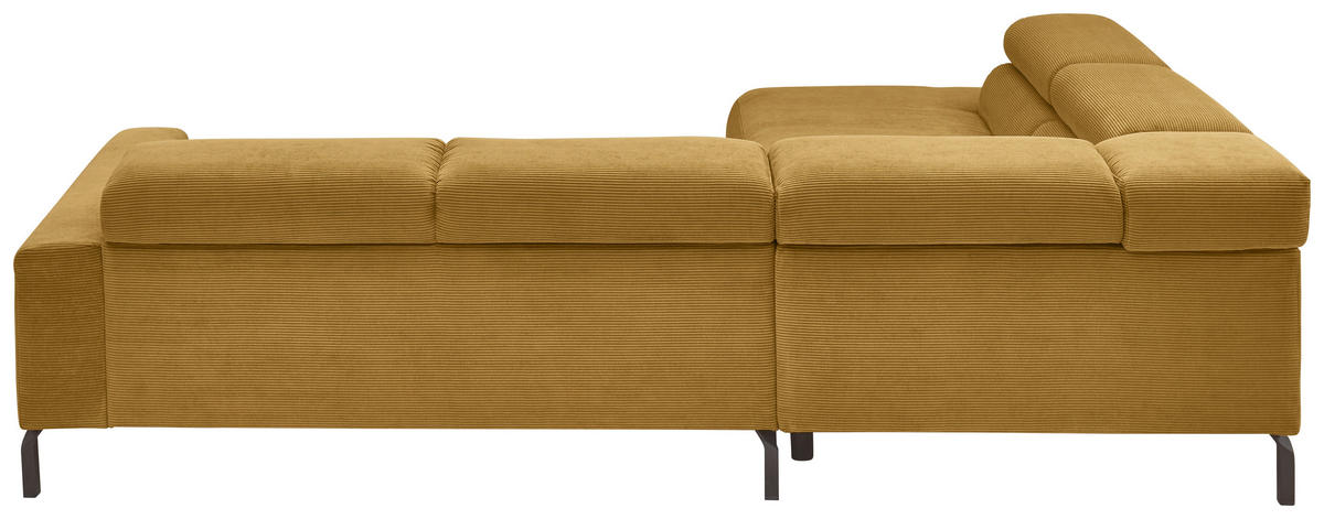ECKSOFA Ottomane links  Gelb Feincord  - Gelb/Schwarz, Design, Textil/Metall (219/273cm) - Pure Home Lifestyle