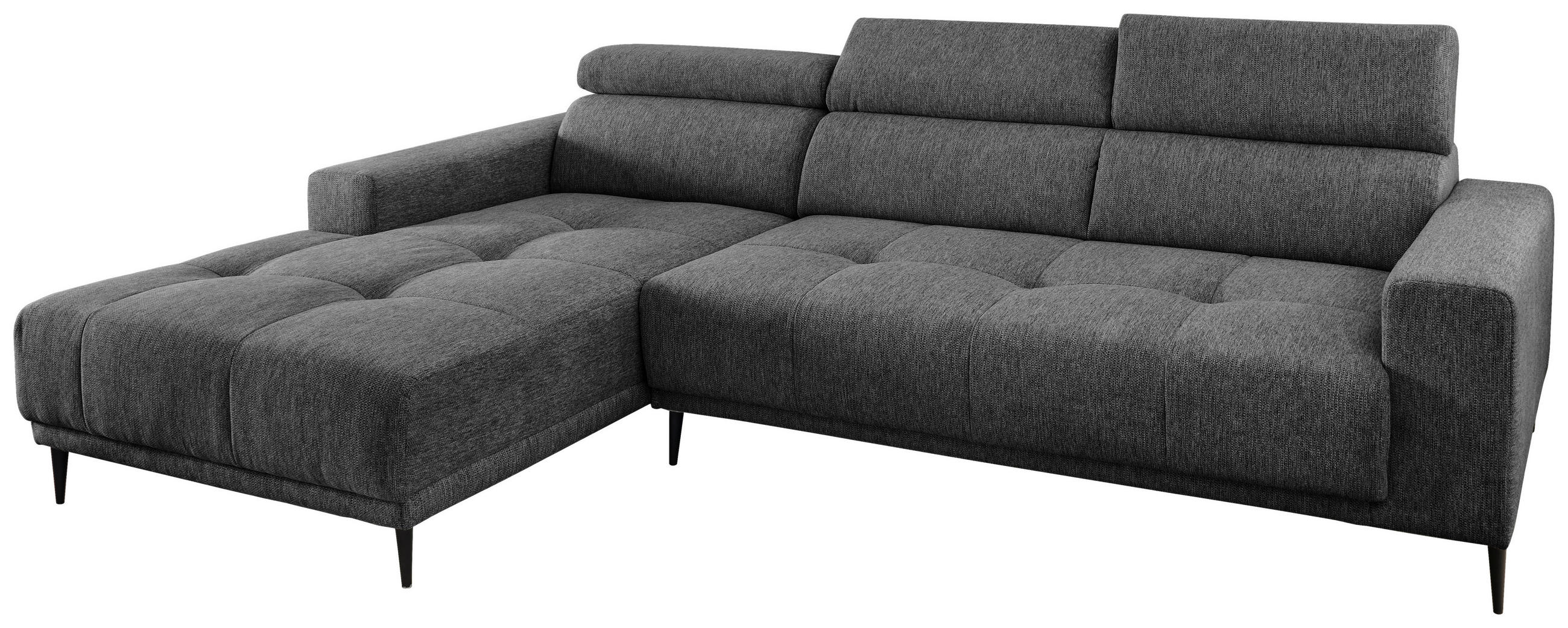 ECKSOFA Anthrazit Chenille  - Anthrazit/Schwarz, KONVENTIONELL, Textil/Metall (188/276cm) - Livetastic