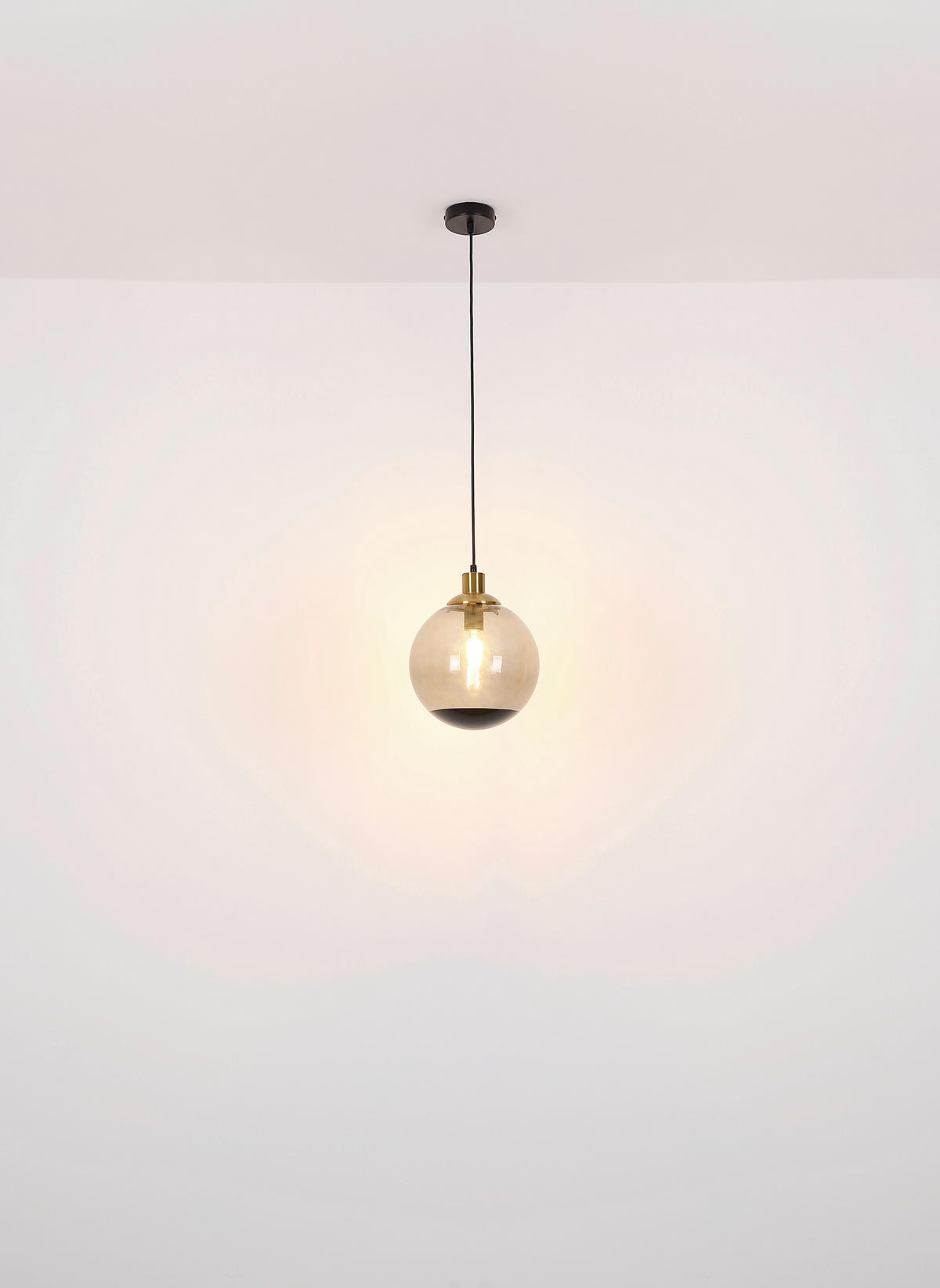 HÄNGELEUCHTE 51/120 cm   - Messingfarben/Schwarz, Design, Glas/Kunststoff (51/120cm) - Globo