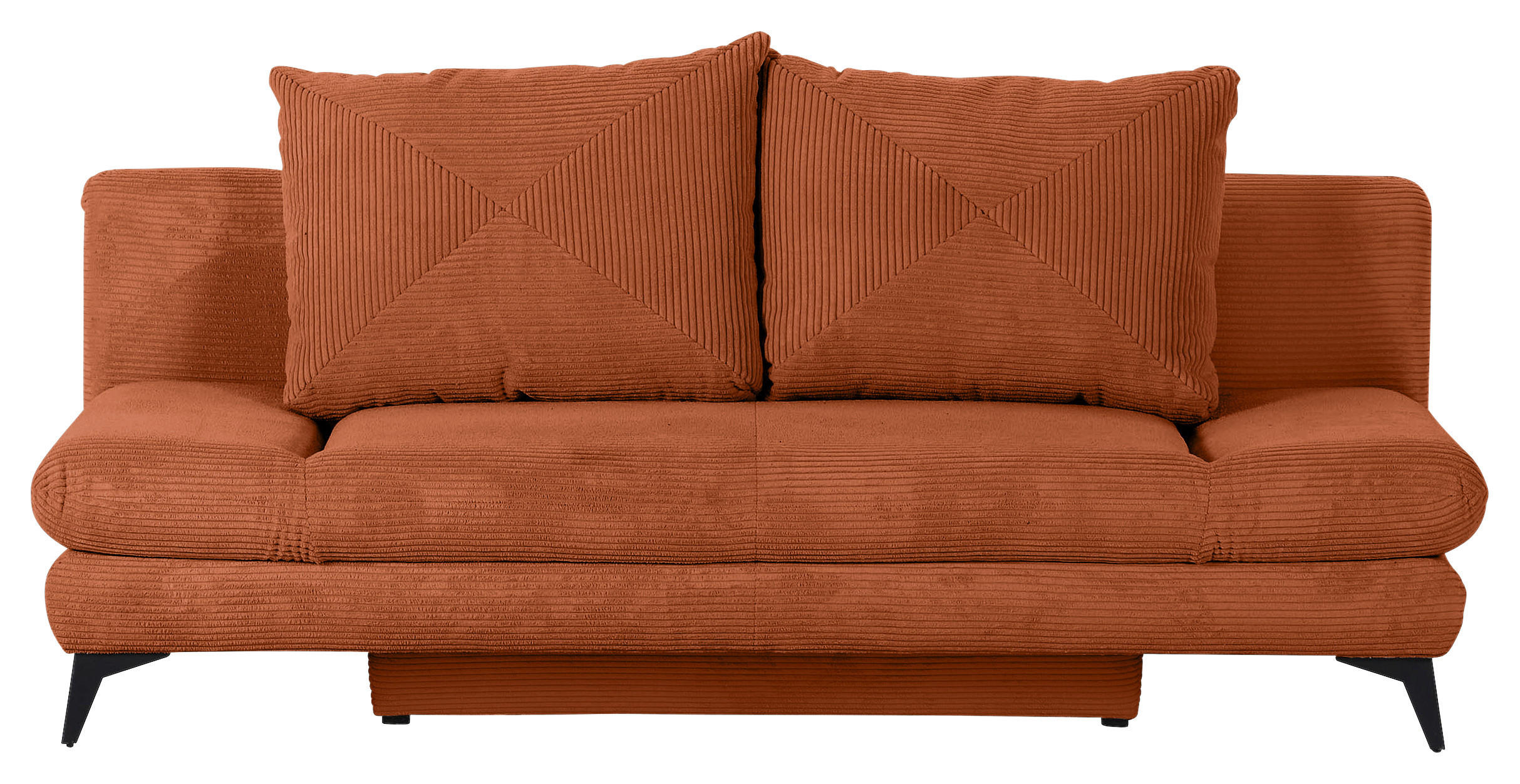 SCHLAFSOFA  mit Stoffauswahl, Liegefunktion, Schlafen auf Sitzhöhe, Rücken echt Cord Rostfarben  - Rostfarben/Schwarz, KONVENTIONELL, Textil/Metall (200/78/95cm) - home24