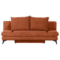 SCHLAFSOFA  mit Stoffauswahl, Liegefunktion, Schlafen auf Sitzhöhe, Rücken echt Cord Rostfarben  - Rostfarben/Schwarz, KONVENTIONELL, Textil/Metall (200/78/95cm) - home24