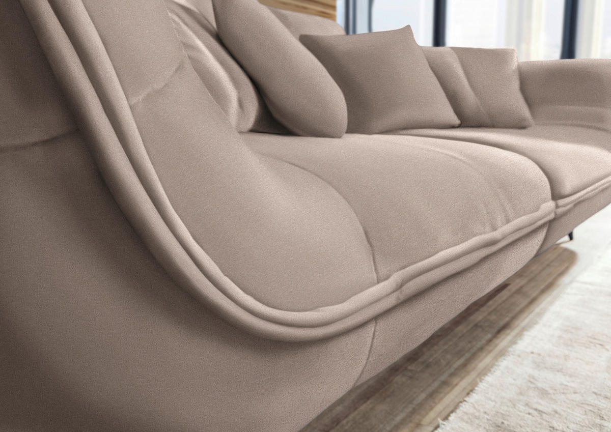 BIGSOFA Flachgewebe Hellbraun  - Hellbraun/Schwarz, Design, Textil/Metall (275/80/123cm) - Lomoco