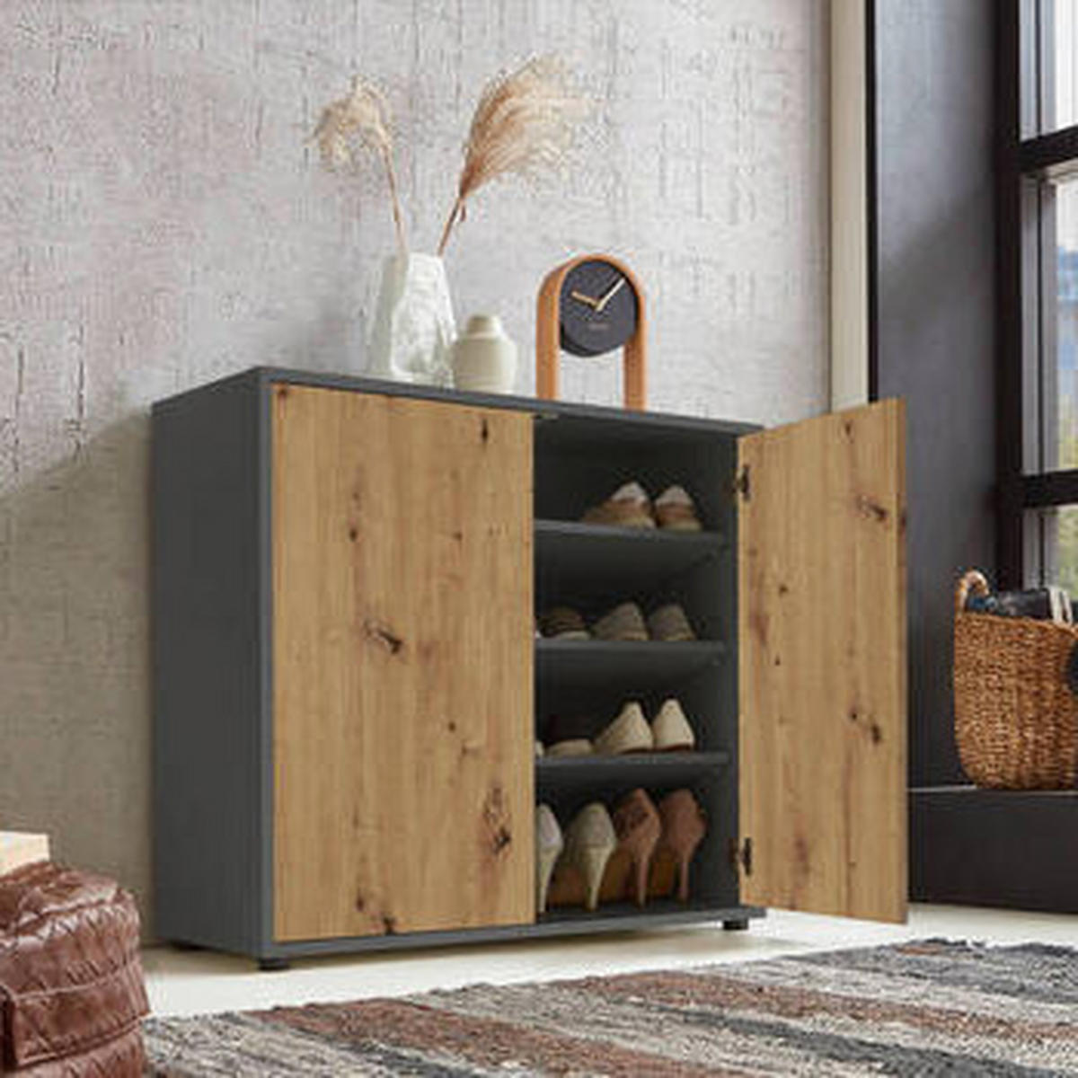 KOMMODE Mailand Typ 4  in 79/73/33 cm  - Anthrazit/Schwarz, MODERN, Holzwerkstoff/Kunststoff (79/73/33cm) - MID.YOU