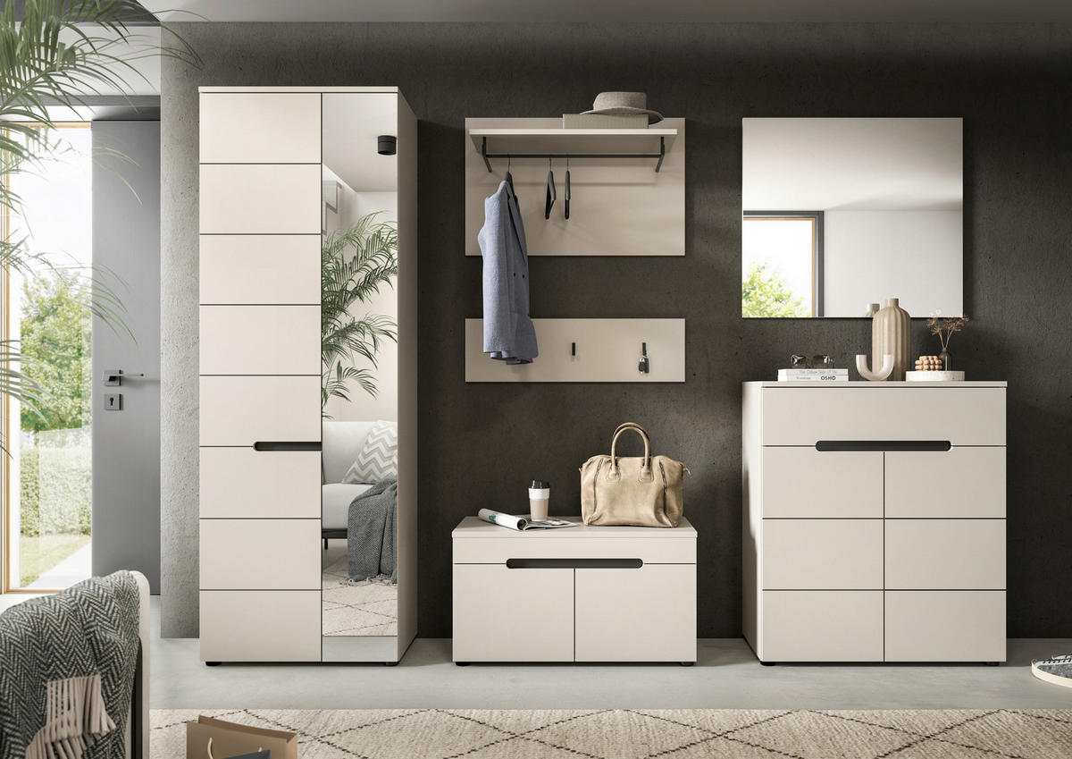 GARDEROBE 5-teilig  in 255/190/37 cm  - Kaschmir/Grau, Design, Holzwerkstoff (255/190/37cm) - MID.YOU