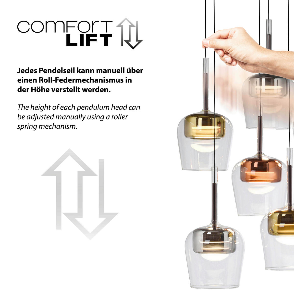 LED-HÄNGELEUCHTE 50/50/200 cm    - Silberfarben/Goldfarben, Design, Glas/Kunststoff (50/50/200cm)