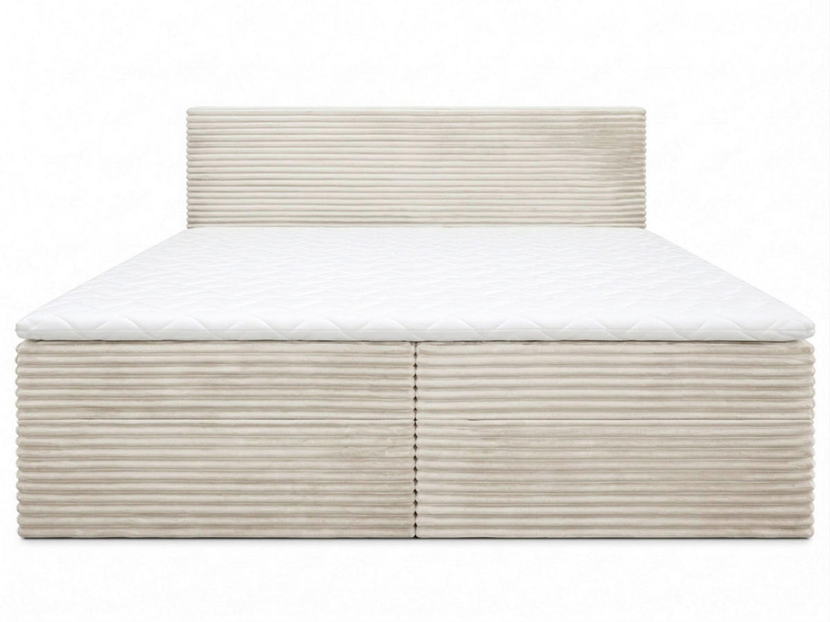 BOXBETT 180/200 cm,  in Creme, Bettkasten, Topper, H3 + H3 = fest  - Chromfarben/Creme, MODERN, Holz/Kunststoff (180/200cm) - MID.YOU