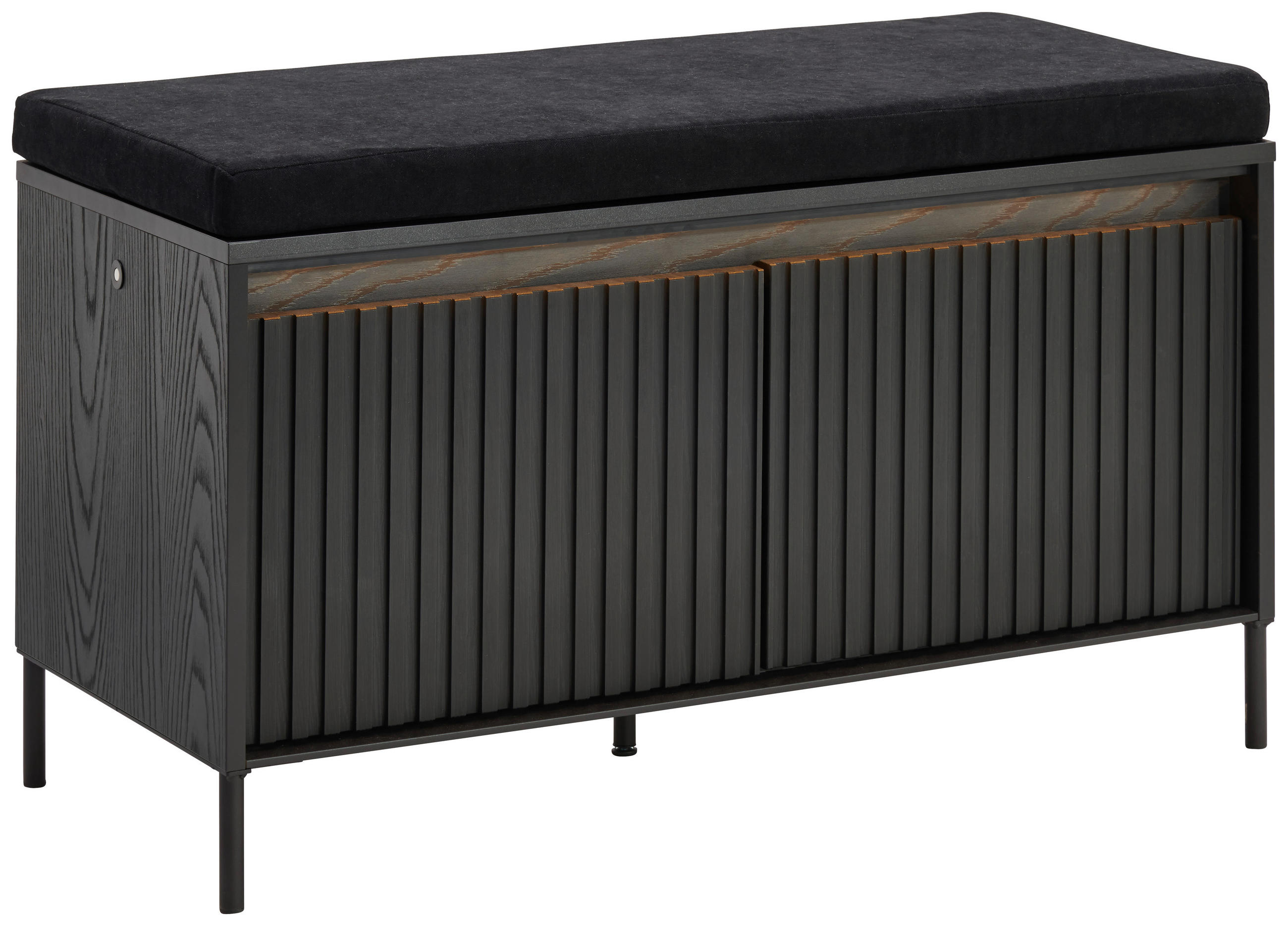 GARDEROBENBANK 92/54/40 cm  - Schwarz, Design, Holzwerkstoff/Textil (92/54/40cm) - Hom`in