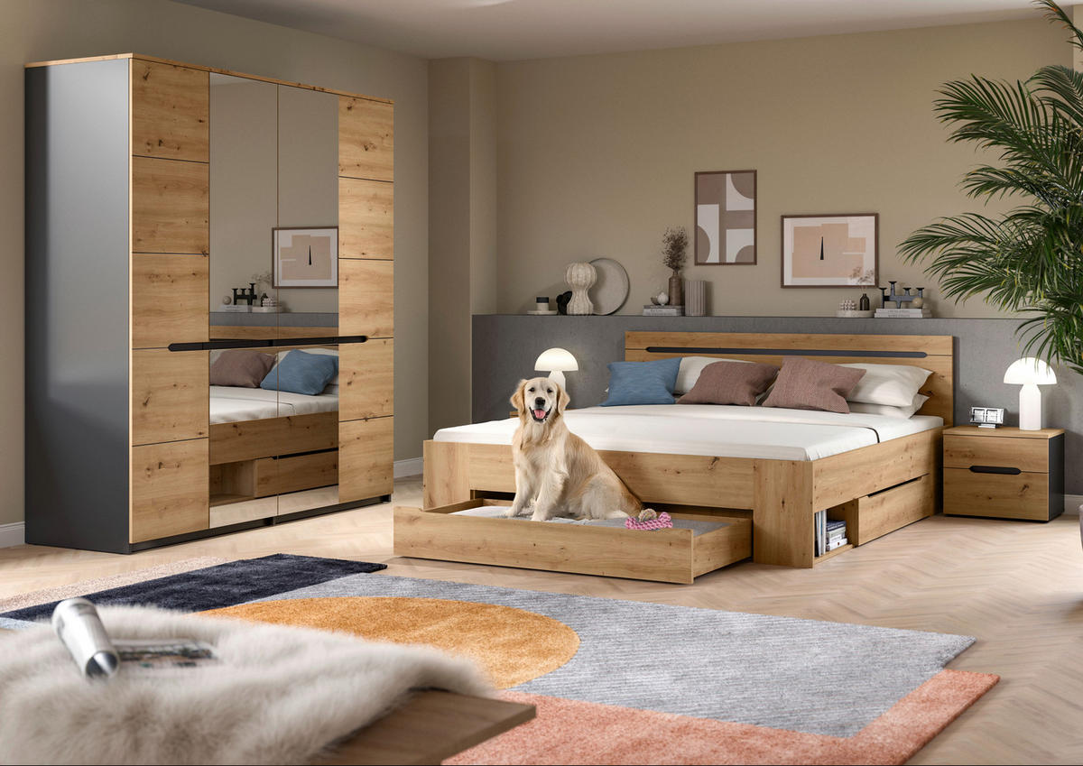 SCHLAFZIMMER Grau, Eiche Artisan  - Eiche Artisan/Grau, MODERN, Holzwerkstoff - MID.YOU