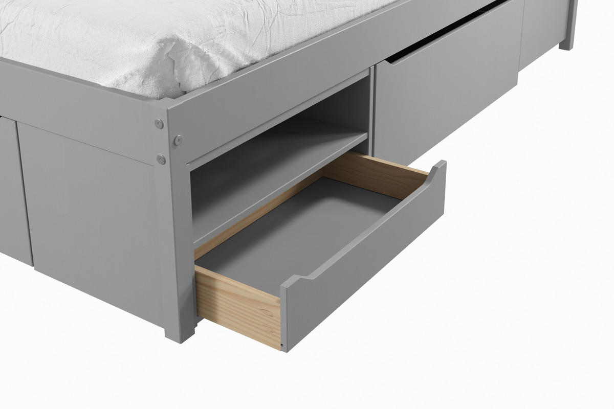 KREVET S PROSTOR. ZA ODLAGANJ   140/200 cm   siva  - siva/prirodne boje, Basics, drvni materijal/drvo (140/200cm) - MID.YOU