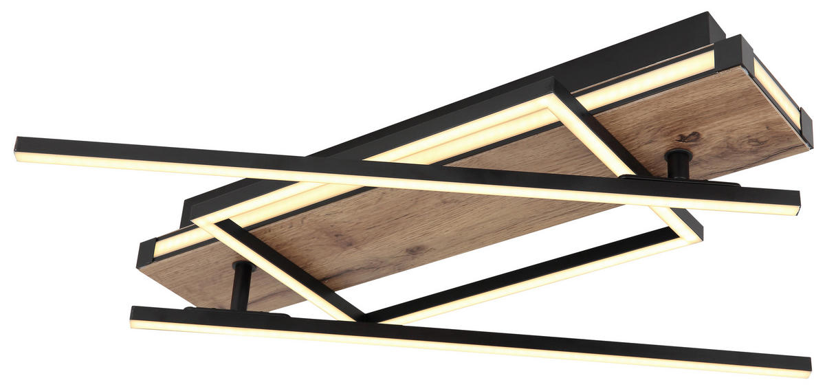 LED-DECKENLEUCHTE 40 W    120/88/12 cm  - Dunkelbraun/Opal, Design, Holzwerkstoff/Kunststoff (120/88/12cm) - Globo