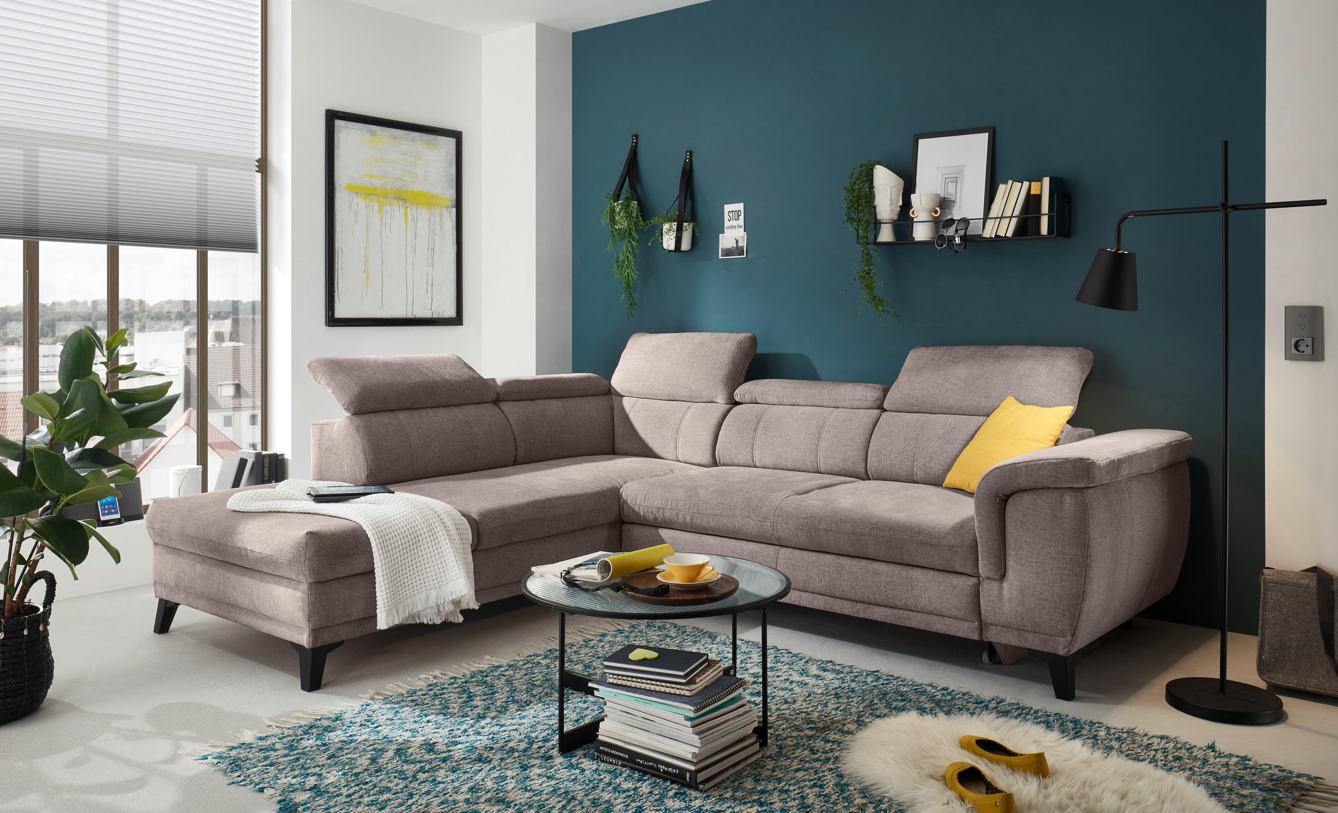 ECKSOFA Rosa Mikrovelours  - Schwarz/Rosa, KONVENTIONELL, Kunststoff/Textil (231/274cm) - Carryhome