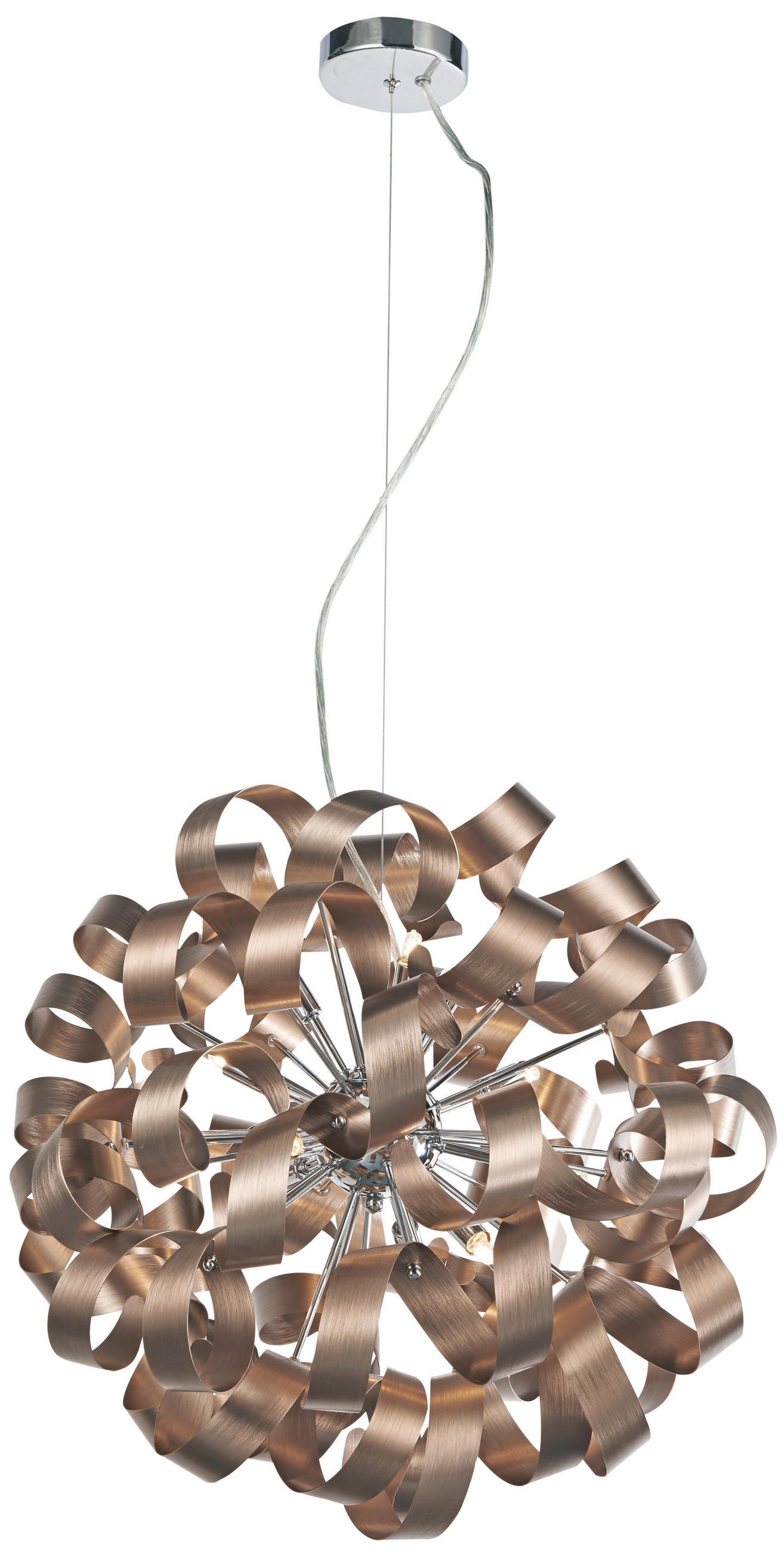 FÜGGŐLÁMPA  - króm/rézvörös, Basics, fém (60/120/60cm)
