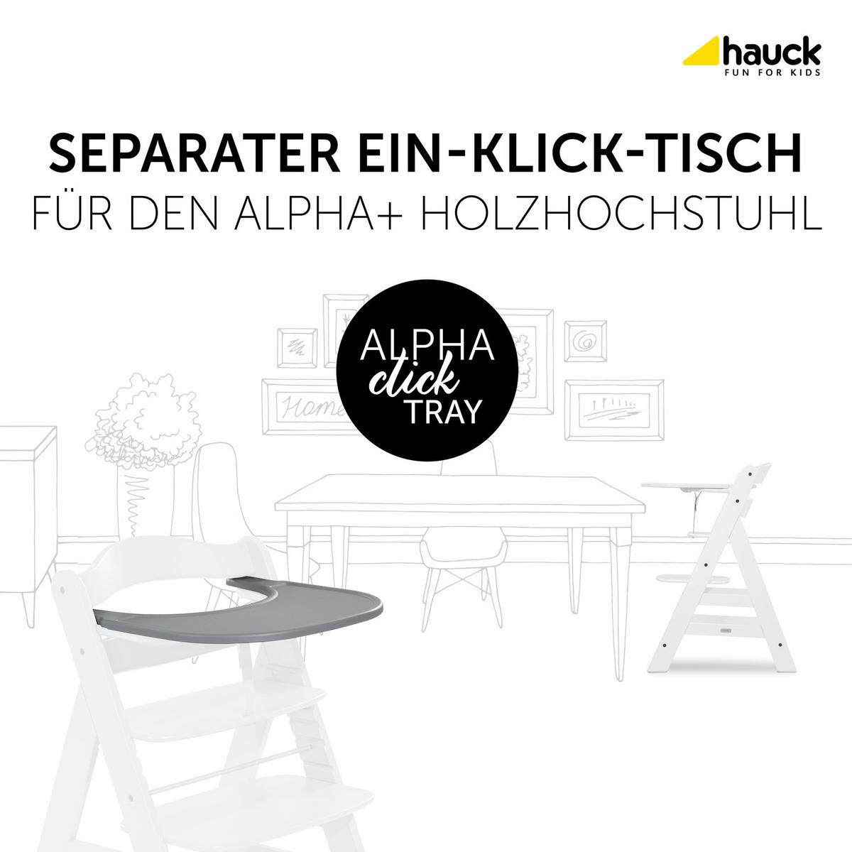 ESS- UND SPIELBRETT ALPHA CLICK TRAY  - Grau, Basics, Kunststoff (46/44/3,5cm) - Hauck