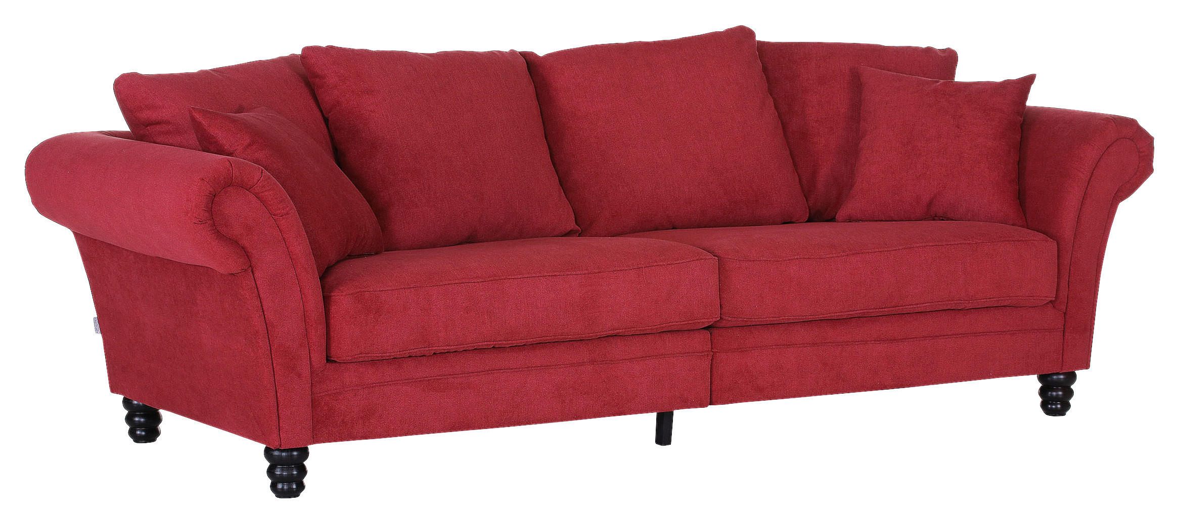 BIGSOFA Flachgewebe Rot  - Dunkelbraun/Rot, KONVENTIONELL, Holz/Textil (270/80/110cm) - Livetastic