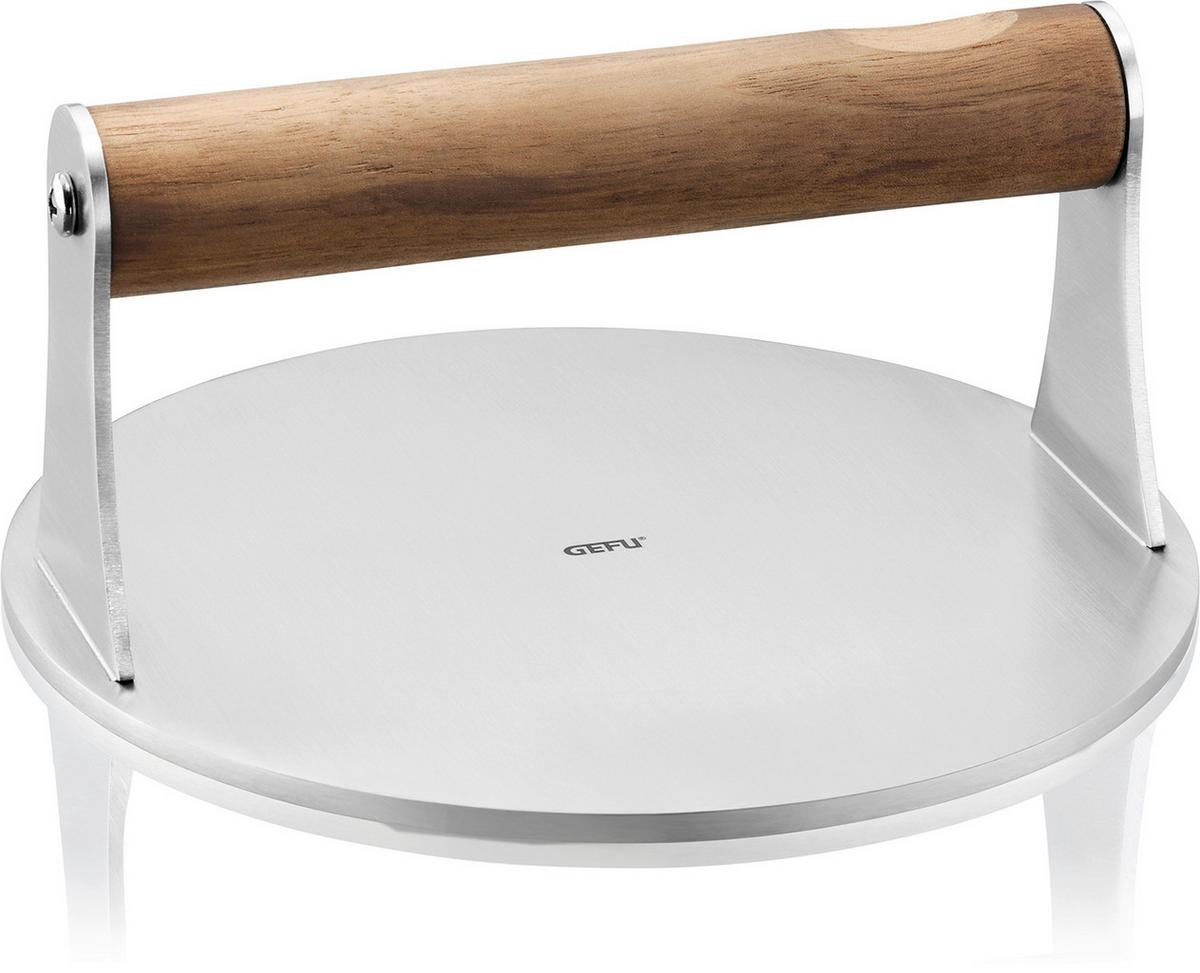 STISKALO ZA HAMBURGER - barve nerjavečega jekla/rjava, Basics, kovina/les (16/16/7,5cm) - Gefu