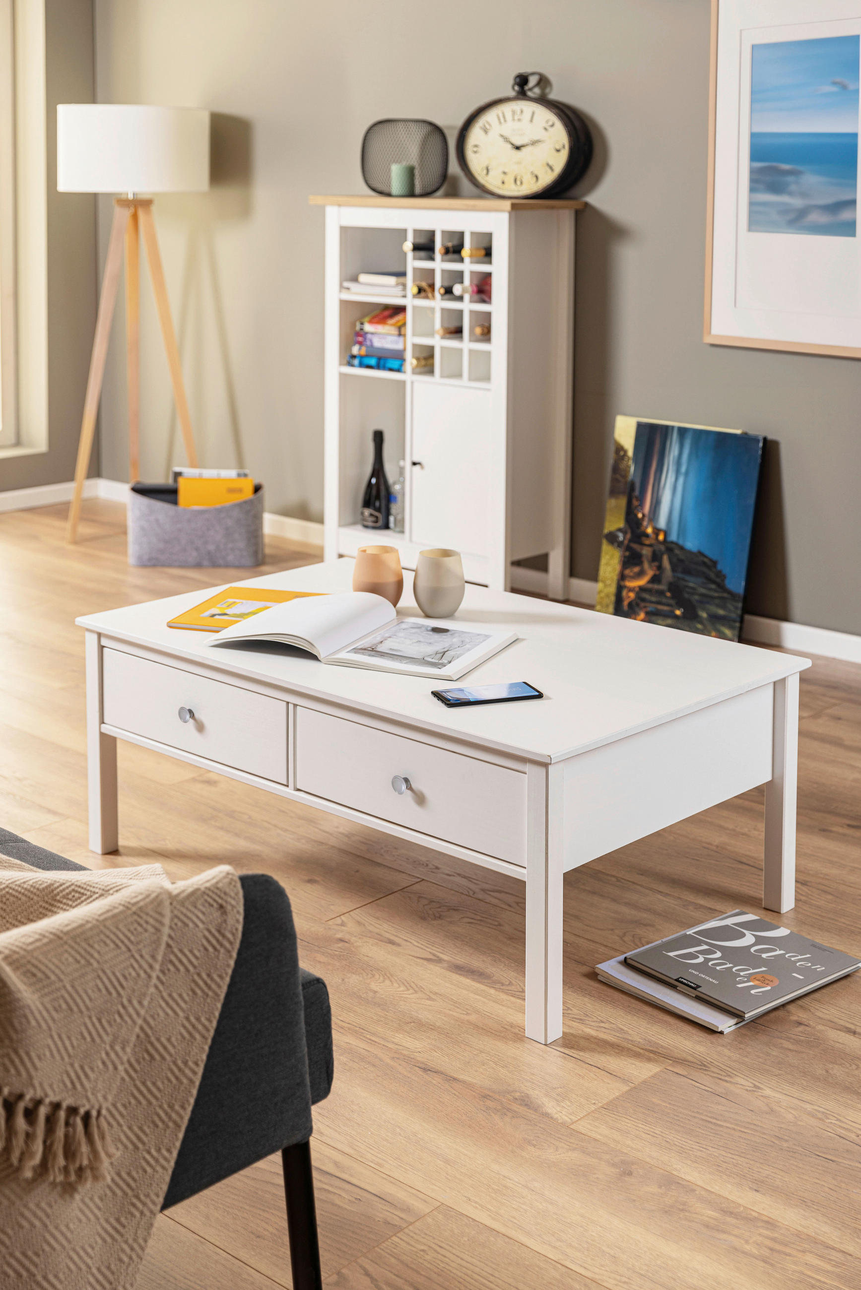 KLUBSKA MIZA, bela  - srebrne barve/bela, Design, kovina/les (110/70/47cm) - Livetastic