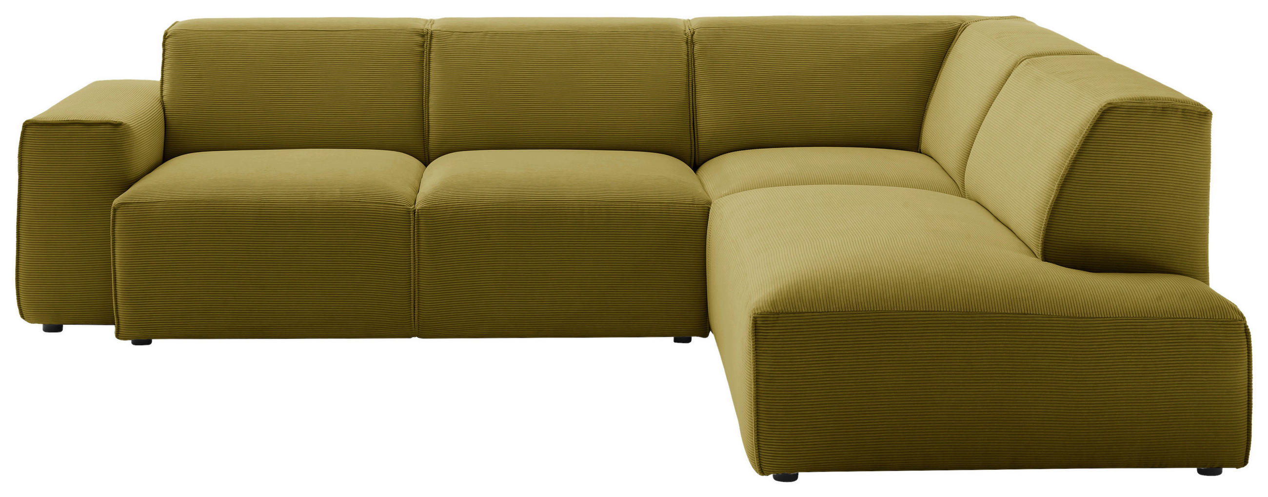 ECKSOFA in Cord Gelb, Grün  - Gelb/Schwarz, Design, Kunststoff/Textil (270/210cm) - Pure Home Lifestyle