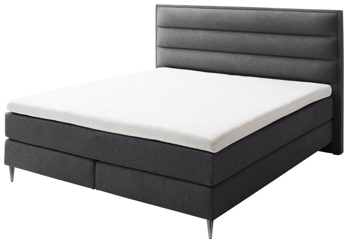 BOXSPRINGBETT 180/200 cm  in Anthrazit  - Edelstahlfarben/Anthrazit, Design, Textil/Metall (180/200cm) - Schöner Wohnen
