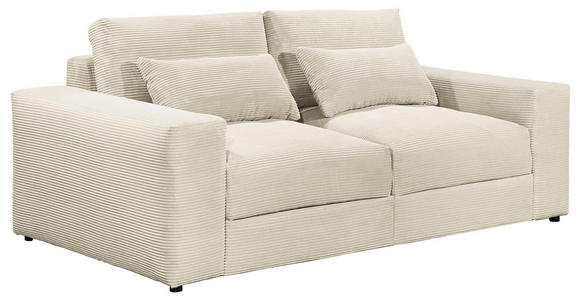 BIGSOFA Cord Creme  - Creme/Schwarz, KONVENTIONELL, Kunststoff/Textil (230/78/122cm) - Carryhome