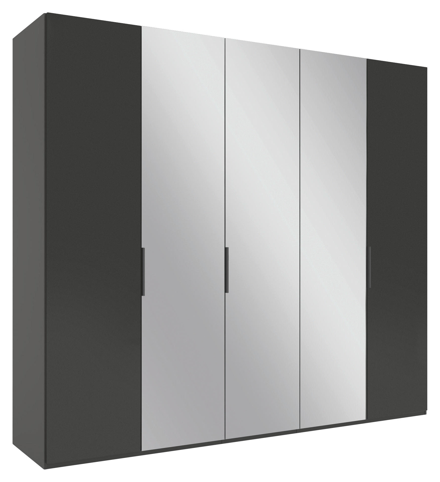 DREHTÜRENSCHRANK 250/223/62 cm 5-türig Anthrazit  - Anthrazit/Schwarz, KONVENTIONELL, Glas/Holzwerkstoff (250/223/62cm) - Novel