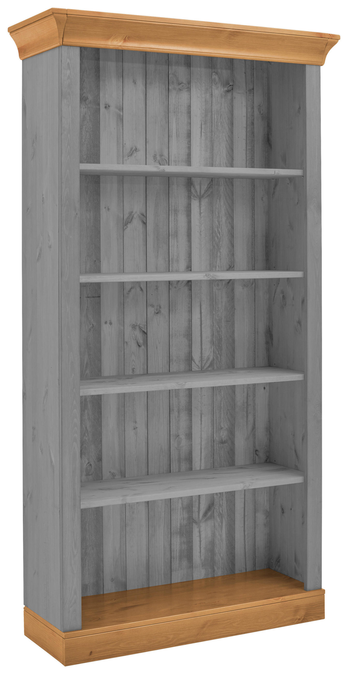 REGAL Kiefer massiv Grau, Laugenfarbig  - Laugenfarbig/Grau, ROMANTIK / LANDHAUS, Holz (108/202/38cm) - Boxxx