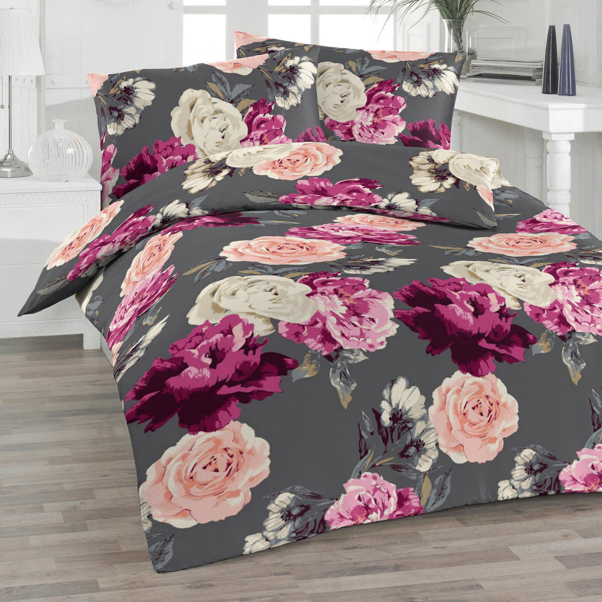 BETTWÄSCHE Renforcé 140/220 cm  - Dunkelgrau, Design, Textil (140/220cm) - Florella