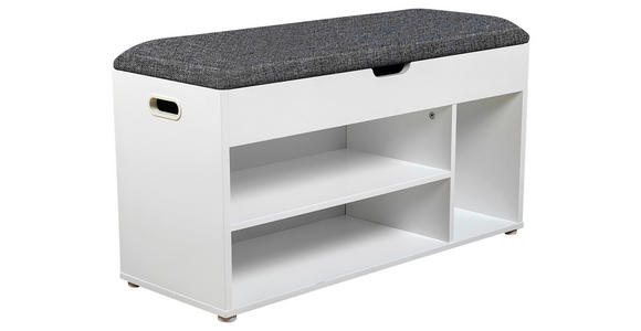 GARDEROBENBANK - Weiß/Grau, Basics, Kunststoff/Textil (80/44/30cm) - Carryhome