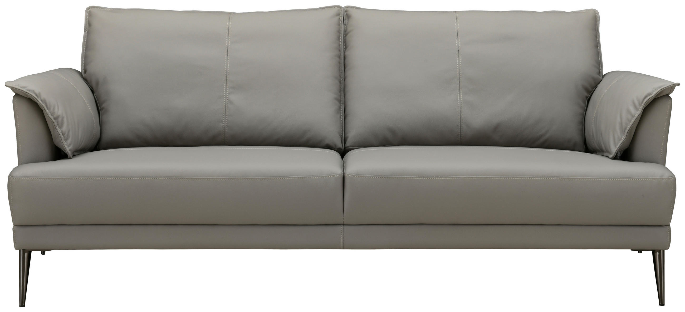 2-SITZER-SOFA Grau Echtleder  - Schwarz/Grau, Design, Leder/Metall (195/90/91cm) - MID.YOU