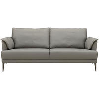 2-SITZER-SOFA Grau Echtleder  - Schwarz/Grau, Design, Leder/Metall (195/90/91cm) - MID.YOU