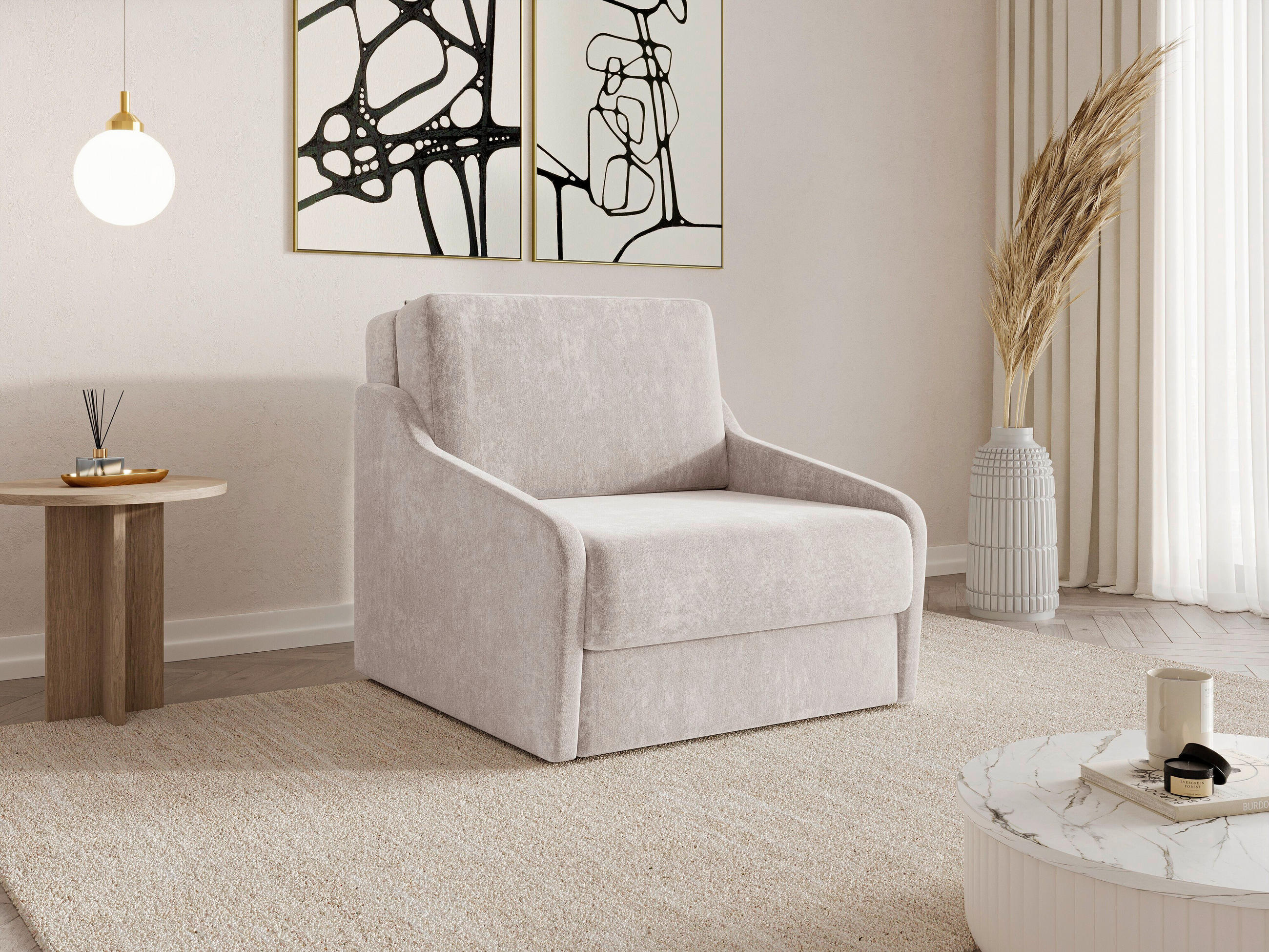 SCHLAFSESSEL FLY 80 Beige  inkl.  - Beige/Schwarz, Design, Kunststoff/Textil (96/86/115cm) - MID.YOU