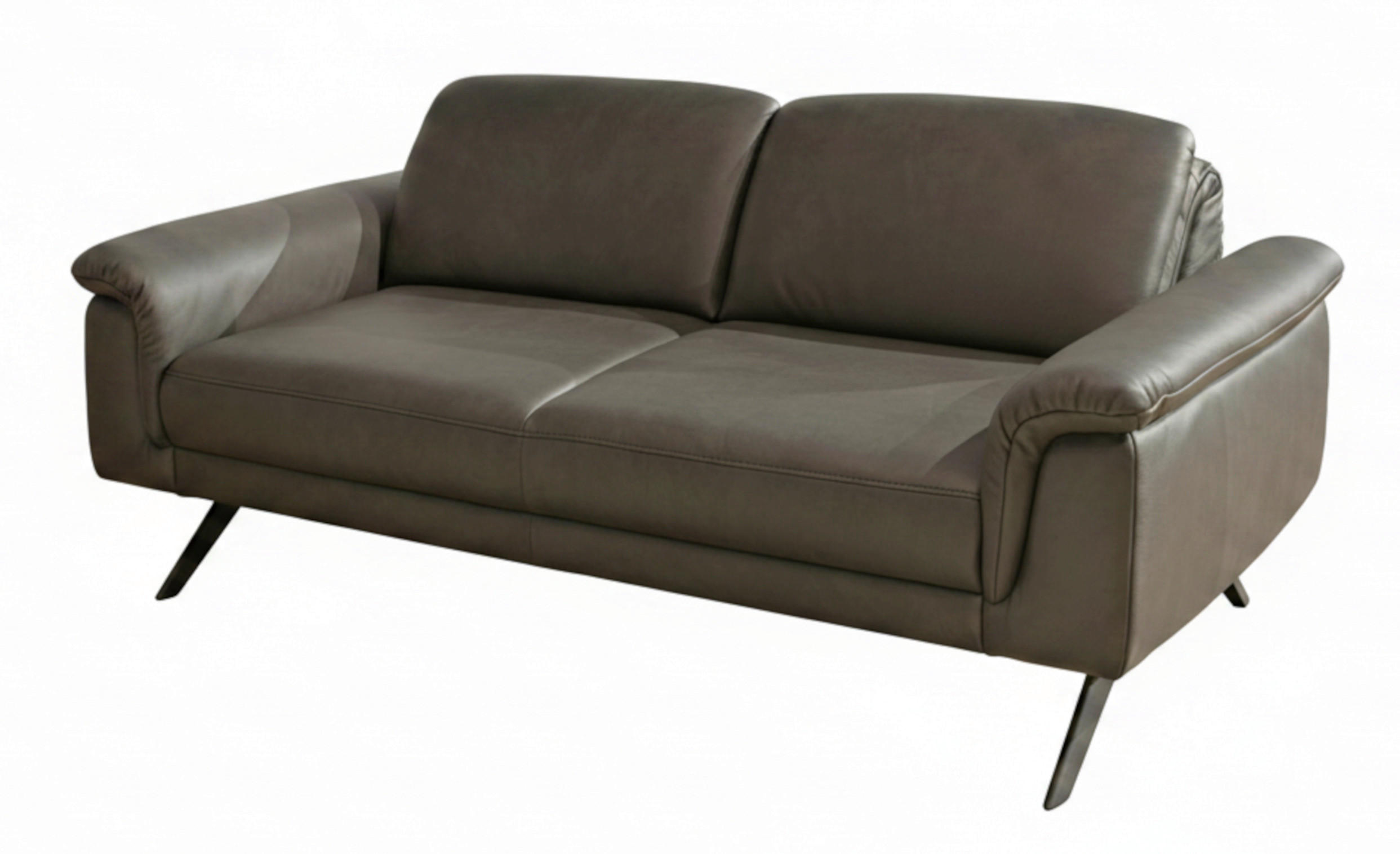 2-SITZER-SOFA Dunkelgrau Echtleder  - Dunkelgrau/Anthrazit, Design, Leder/Metall (182/82/102cm) - hülsta