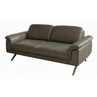 2-SITZER-SOFA Dunkelgrau Echtleder  - Dunkelgrau/Anthrazit, Design, Leder/Metall (182/82/102cm) - hülsta